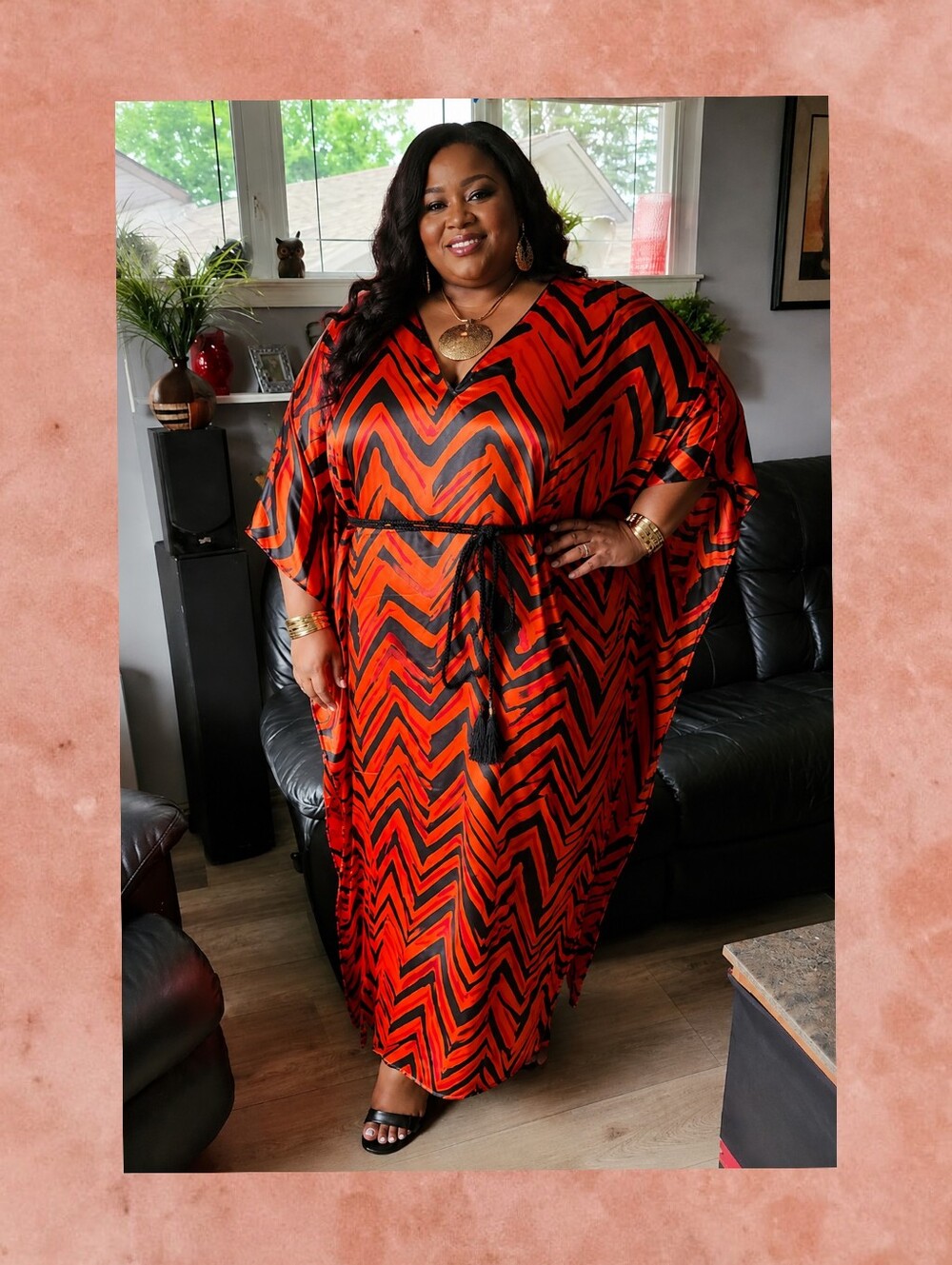 Casual Time Vintage Tiger Zebra Print Caftan Maxi Dress O/S Sz M-6XL